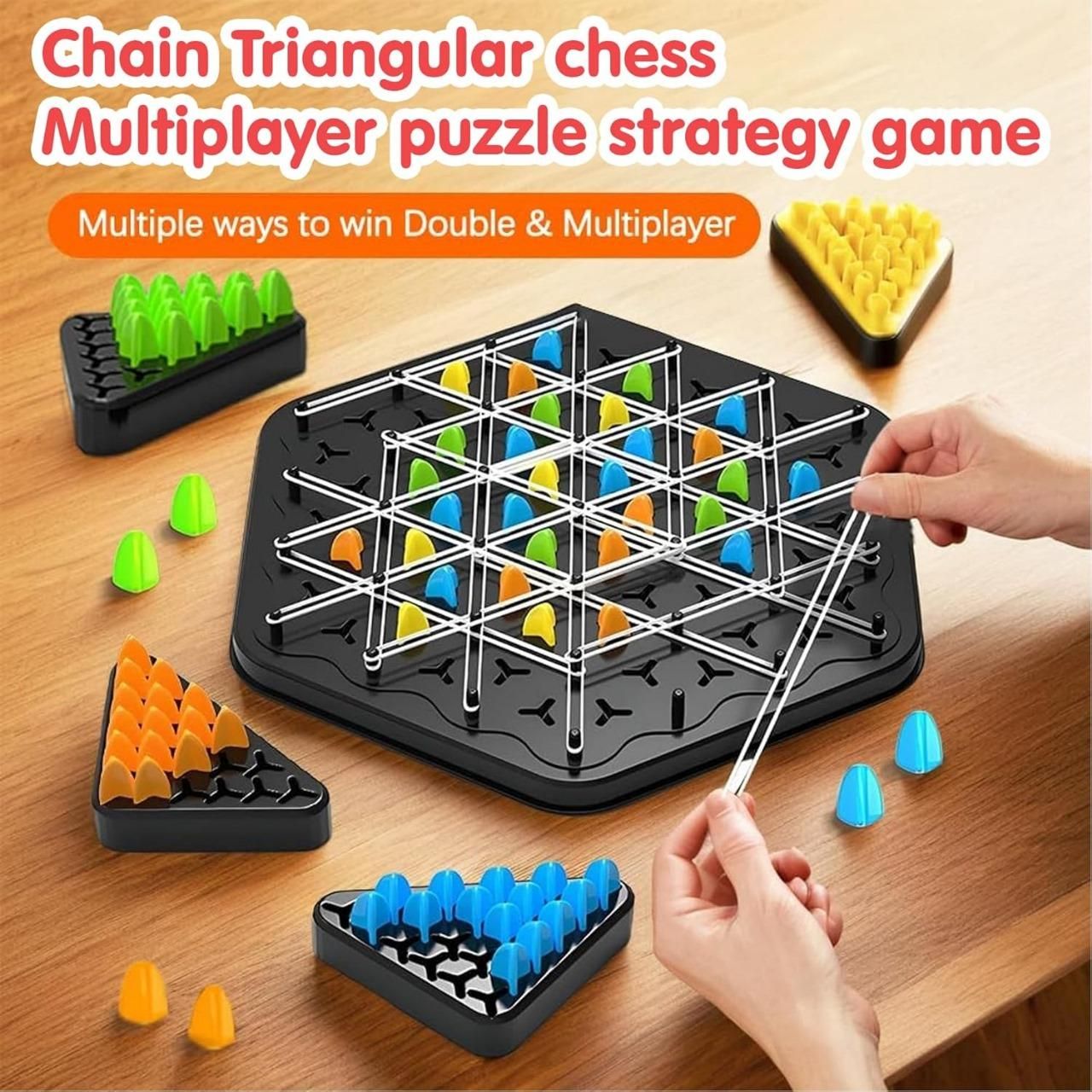 Chain Triangle Chess Game – Rubber Band Strategy Toy for Kids (Age 3+)