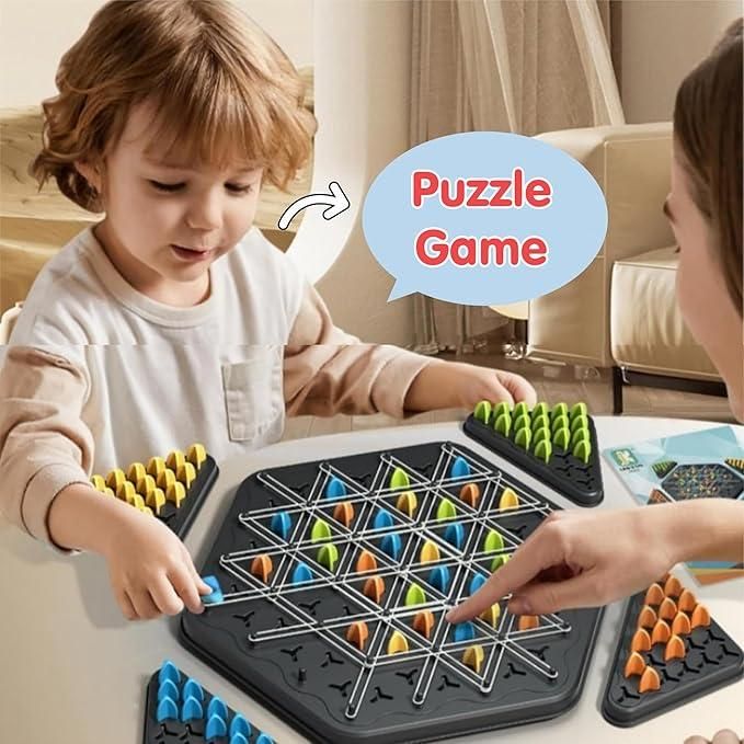 Chain Triangle Chess Game – Rubber Band Strategy Toy for Kids (Age 3+)