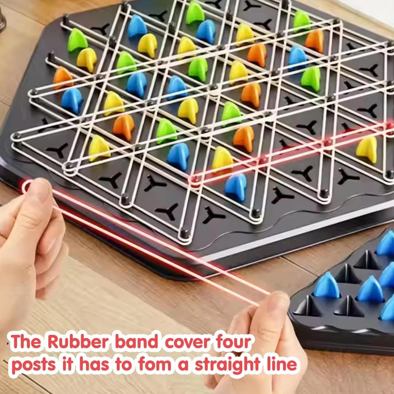 Chain Triangle Chess Game – Rubber Band Strategy Toy for Kids (Age 3+)